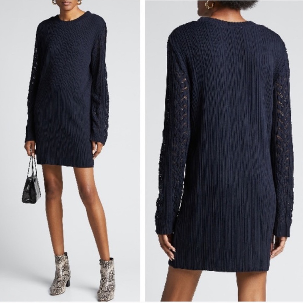 See By Chloe Ribbed Long-Sleeve Shift Dress